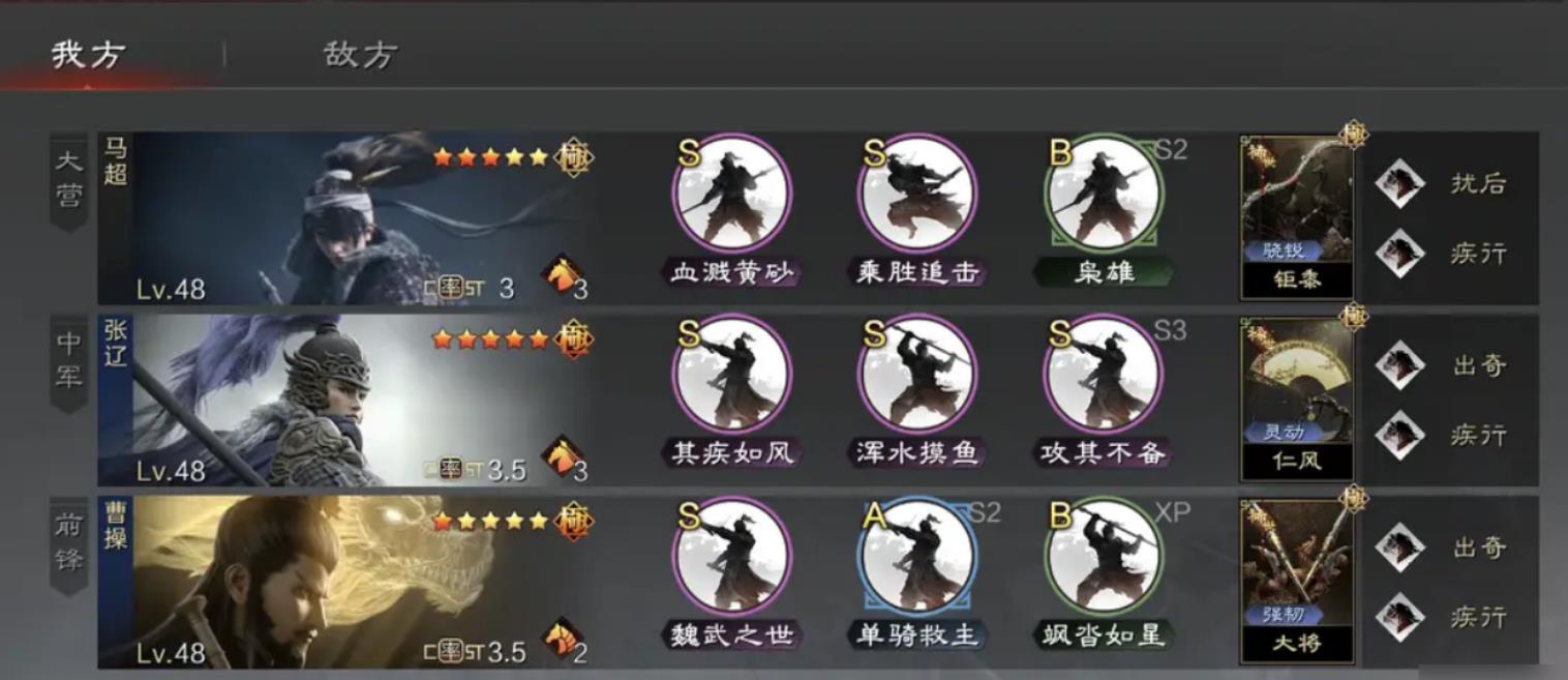 率土之滨马超前期带什么技能
