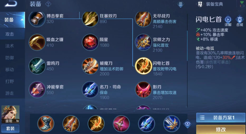 王者荣耀中虞姬怎么出装