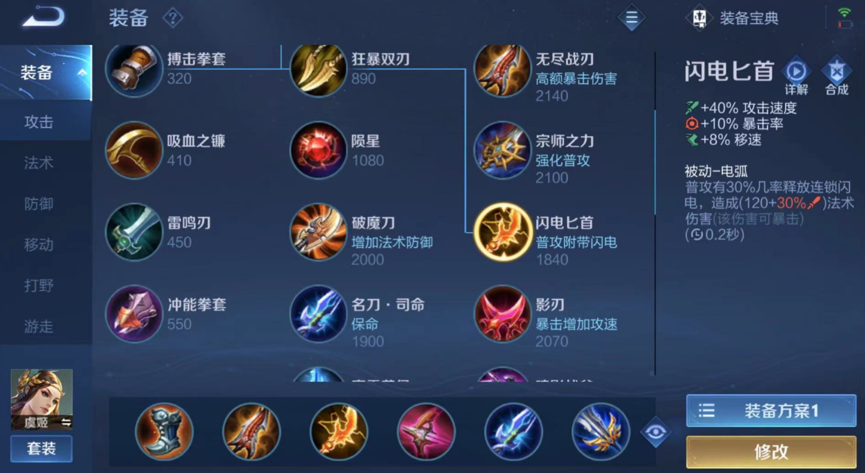 王者荣耀虞姬怎么出装